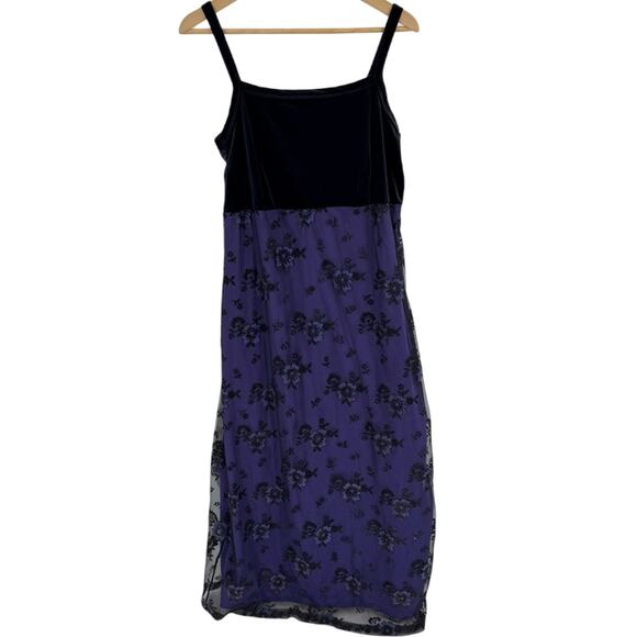 Vintage Rocket Candy Sheer Floral Slip Dress Purple Black Gothic Whimsigoth 1X - Picture 1 of 8